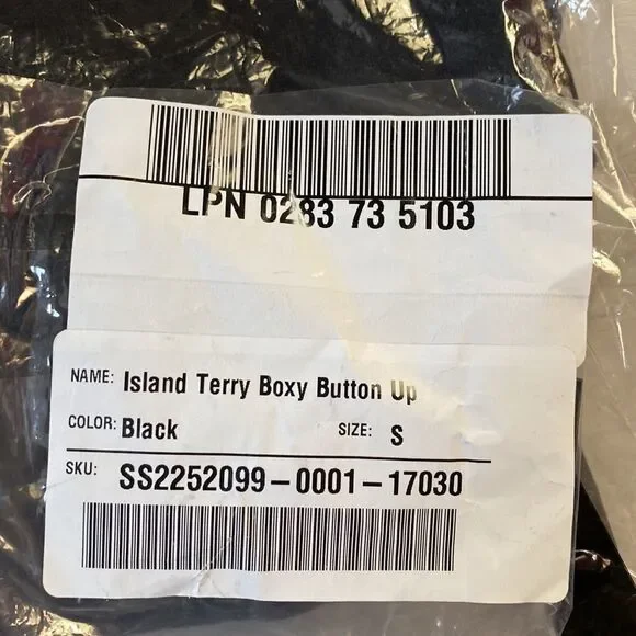 Fabletics Island Terry Boxy Button Up Black S NWT in packaging - Picture 5 of 6